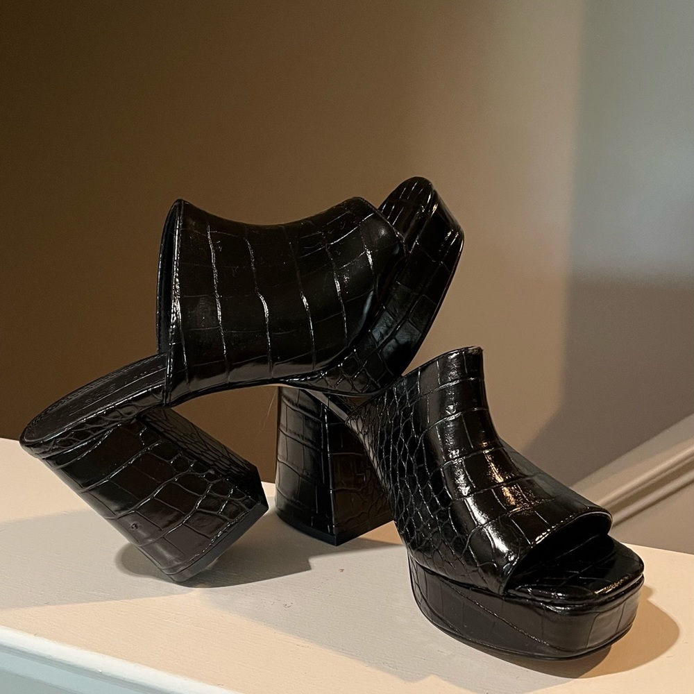 ASOS Patent crocodile heeled mules